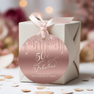 50. Geburtstagsparty Rose Gold Glitzer Vielen Dank Geschenkanhänger
