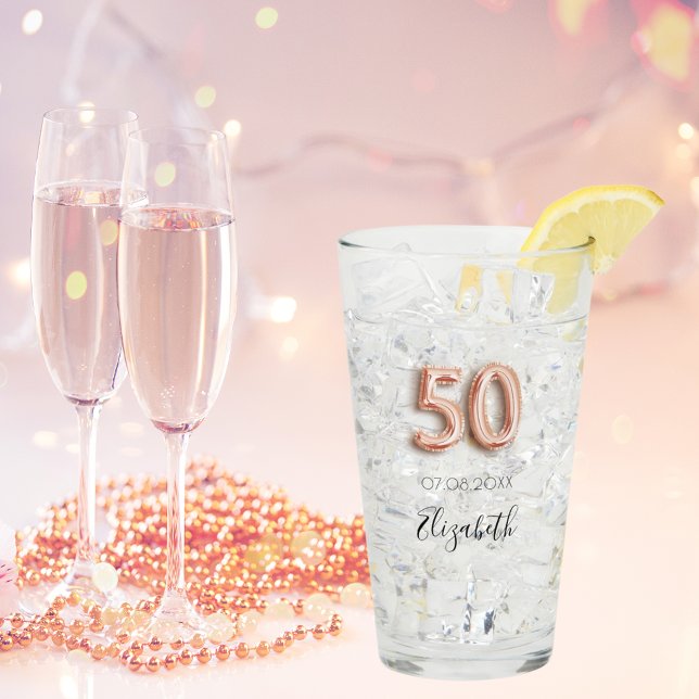 50. Geburtstagsparty Rose Goldname Glas (Von Creator hochgeladen)