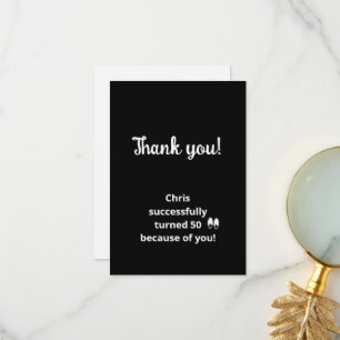 50. Geburtstagsparty Schwarz-weiß Dankeskarte