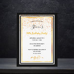 50. Geburtstagsparty Schwarz-weiße Goldeinladung Postkarte<br><div class="desc">Eine elegante Geburtstagsfeier für einen 50. Geburtstag für Damen und Herren. Vorlagen für Ihre Informationen. Schwarze und Imitate goldene Rahmen und goldene Konfetti regnen. Eleganter weißer Hintergrund,  schwarze und goldene Buchstaben. Der Name ist mit einem modernen handgeschriebenen Stilskript geschrieben.</div>