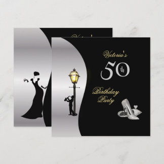 50. Geburtstagsparty Stillettos Diamond Lamp Post Einladung