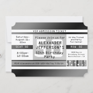 50. Geburtstagsparty-Ticket geformt Einladung