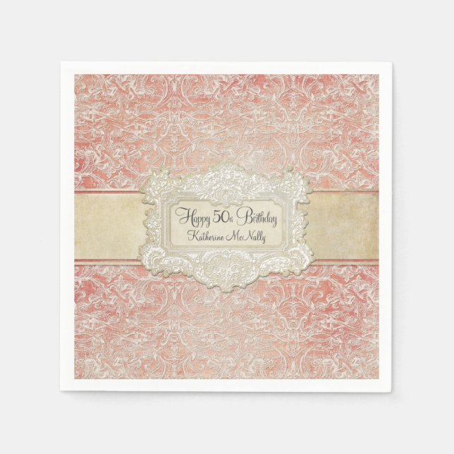 50. Geburtstagsparty Vintag Französisches Regency  Serviette (Vorderseite)
