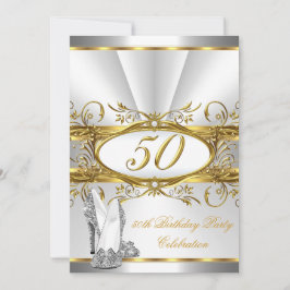 50. Geburtstagsparty White Gold Silver Heelse Einladung