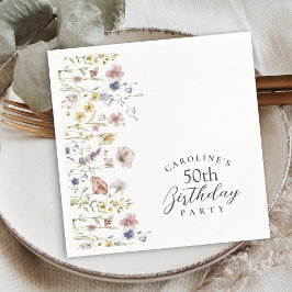 50. Geburtstagsparty Wildblumen Aquarellblume Serviette