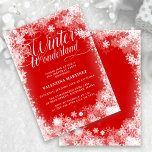 50. Geburtstagsparty Winterwonderland Schneeflocke Einladung<br><div class="desc">Das elegante Winterwunderland aus dem 50. Jahrhundert lädt mit einer schönen Kalligraphie inmitten einer üppigen Schneeflocke und Schneebänder zum Verweilen ein. Die Schneeflocken Pop vor dem hübschen Hintergrund. Sie können die Hintergrundfarbe in eine beliebige Farbe ändern. Das Winter Wonderland kann nicht geändert werden, aber der Rest des Textes kann bearbeitet...</div>