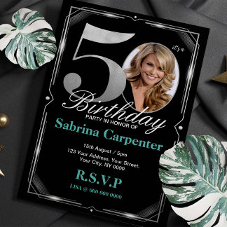 50. Geburtstagssilber und Schwarze Einladung