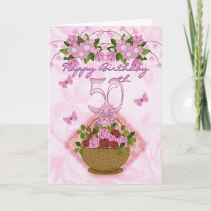 50. GeburtstagsSpecial Lady, Rose und Blume - 50 Karte