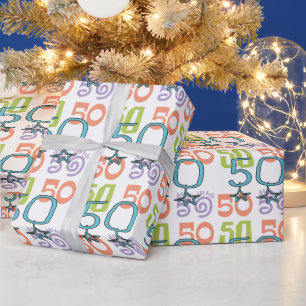 50. Geburtstagsstars farbenfrohe Wrapping Paper Geschenkpapier