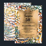50. Geburtstagstierdruck Einladung<br><div class="desc">Ein farbenprächtiges,  wildes,  mit Goldfolie überzogenes Muster,  und Ihre Geburtstagsparty-Details in schicker Schrift sind ideal für eine 50. Geburtstagsparty oder JEDES Imitat,  ändern Sie einfach die Formulierung. KOORDINIERENDE Artikel in unserem Geschäft verfügbar.</div>