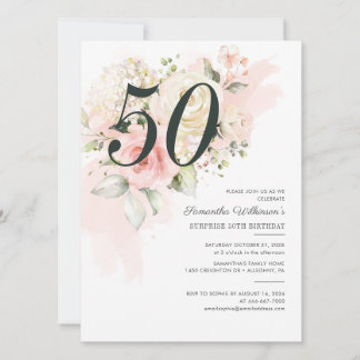 50. Geburtstagsüberraschung Party Floral Einladung