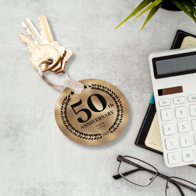 50. Geschäftsjahr Gold-Gedenkfeier Schlüsselanhänger (50th Business Anniversary Gold Commemorative Keychain
)