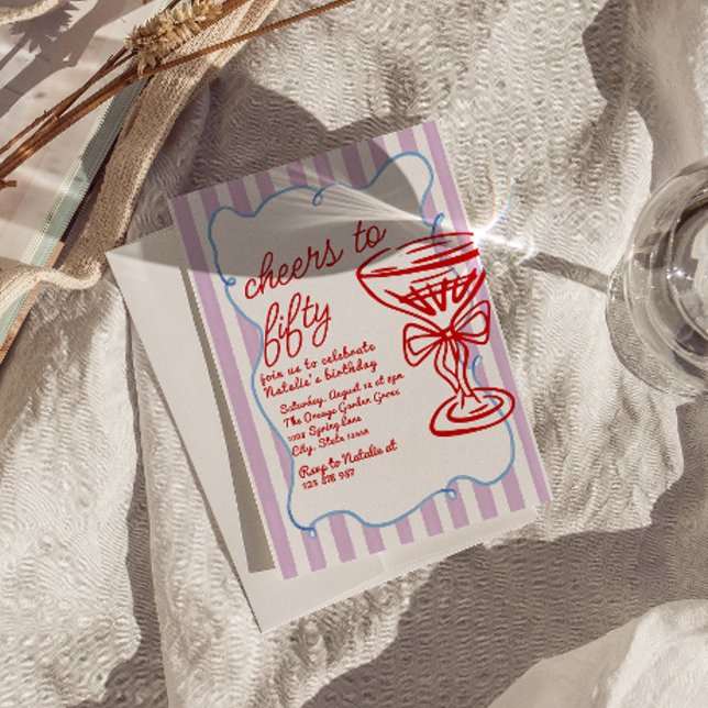 50. Gezeichnet Champagnerglass Fünfzig Geburtstag Einladung (Von Creator hochgeladen)