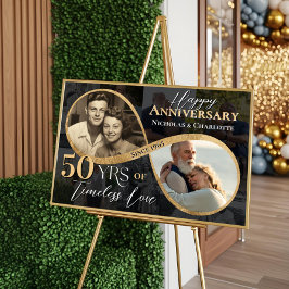 50. glücklicher Jahrestag Dann & Jetzt Gold Unendl Poster