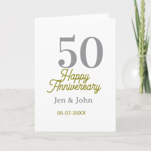 50. glücklicher Jahrestag Name Datum Silber Gold D Karte