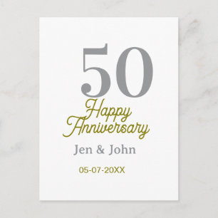 50. glücklicher Jahrestag Name Datum Silber Gold D Postkarte