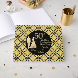 50. Gold Couple Wedding Anniversary Glitzer Gästebuch