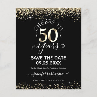 50. Gold Geburtstag Save the Date Einladung