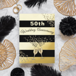 50. Gold Hochzeit Jubiläum Black Chic Elegant Folieneinladung