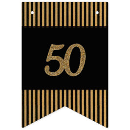 50. Gold - Schwarzes u. Goldstreifen Wimpelkette