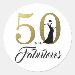 50 Gold und Gold   Typografie 50. Geburtstag Runder Aufkleber