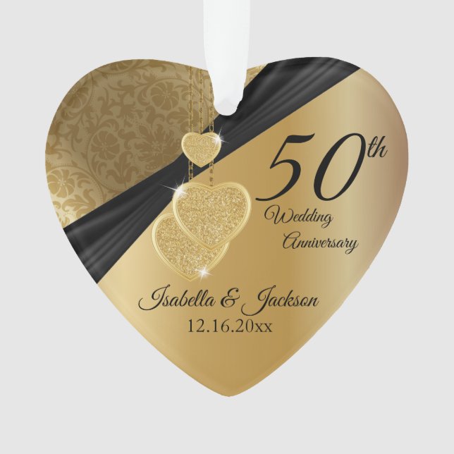 50. Gold Wedding Anniversary Sake Design Ornament (Vorderseite)