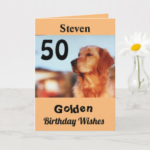 50. Golden Birthday wünscht Niedliche Retriever Karte