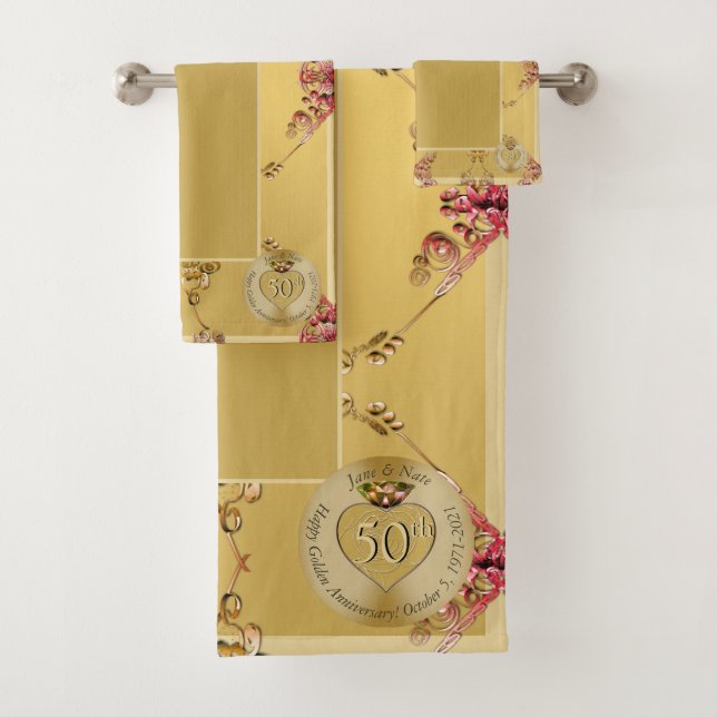 50. Golden Ochre Hochzeit Geburtstag Badetuch Badhandtuch Set (Insitu)