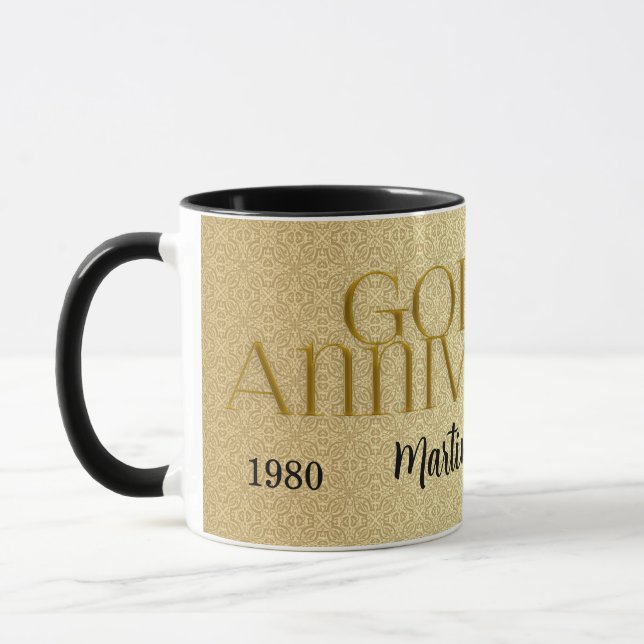 50. Golden Wedding Anniversary Damask Tasse (Links)