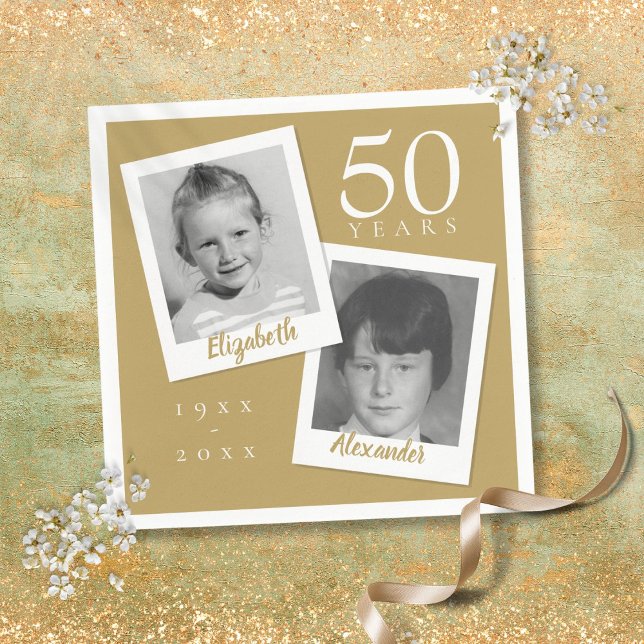 50. Golden Wedding Anniversary Fun Child Fotos Serviette (50th Golden Wedding Anniversary Fun Child Photos Napkins)