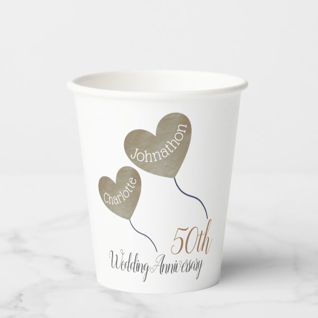 50. Golden Wedding Anniversary Paper Cups Pappbecher (Vorderseite)