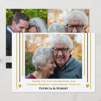 50. goldene Hochzeit 3 Fotos Collage Dankeskarte