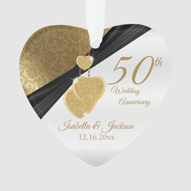50. 💞Goldene Hochzeit Andenken-Design Ornament (Vorderseite)