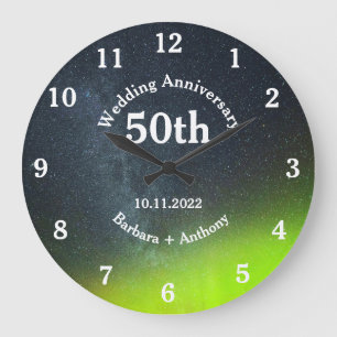 50. goldene Hochzeit Aurora Borealis La Große Wanduhr