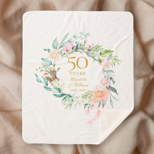 50. goldene Hochzeit Florale Girlande Sherpadecke