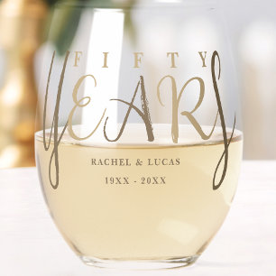 50. Goldene Hochzeit Geschenk Weinglas Ohne Stiel