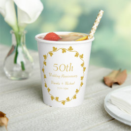 50. Goldene Hochzeit Jahrestag Ivy Wreath Pappbecher