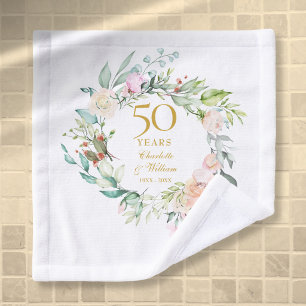 50. Goldene Hochzeit Jubiläum Wasserfarben Badhandtuch Set