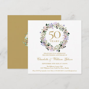 50. goldene Hochzeit Lavendel Blumen Einladung
