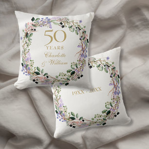 50. goldene Hochzeit Lavendel Blumen Kissen