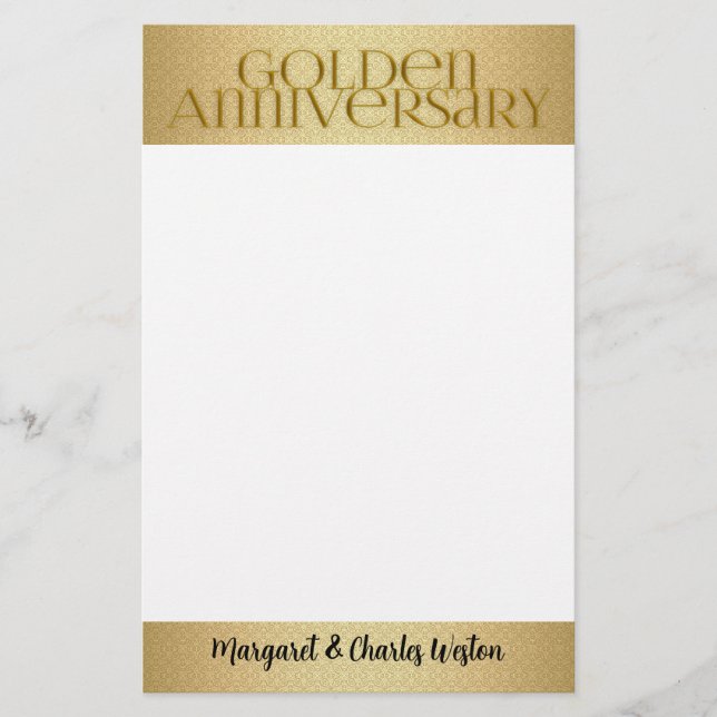 50. Goldene Hochzeit - Name Briefpapier (Vorderseite)