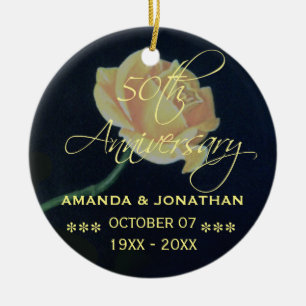 50. goldene Hochzeit Rose Keramik Ornament