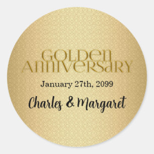 50. Goldene Hochzeit Runder Aufkleber