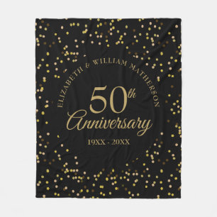 50. goldene Hochzeit Schwarzgold Fleecedecke