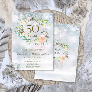 50. goldene Hochzeit Winterblumen Einladung