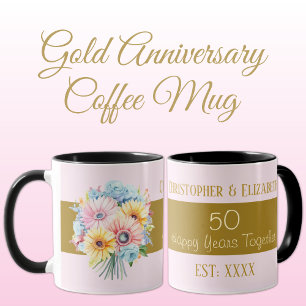 50. goldene Hochzeitstag Blumen Namen rosa Tasse