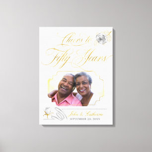 50. Goldene Hochzeitstag Foto Gold Rose Leinwanddruck