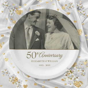 50. Goldene Hochzeitstag Fotopapierplatte Pappteller