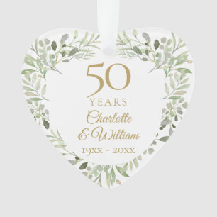 50. goldene Hochzeitstag Greenery Foto Ornament