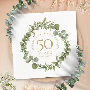 50. goldene Hochzeitstag Grün-Gewinde  Serviette